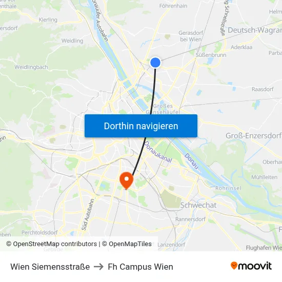 Wien Siemensstraße to Fh Campus Wien map