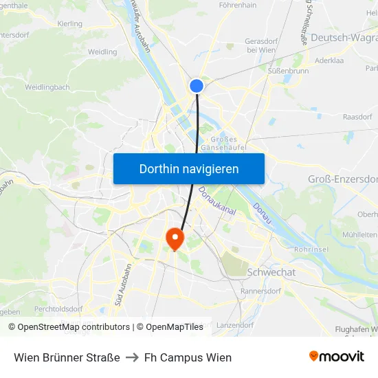 Wien Brünner Straße to Fh Campus Wien map