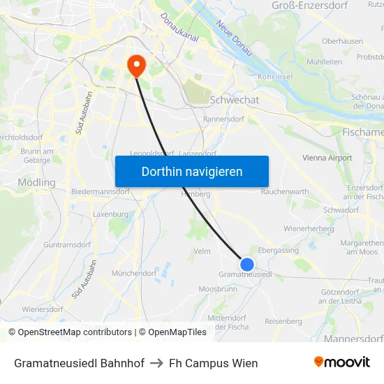 Gramatneusiedl Bahnhof to Fh Campus Wien map