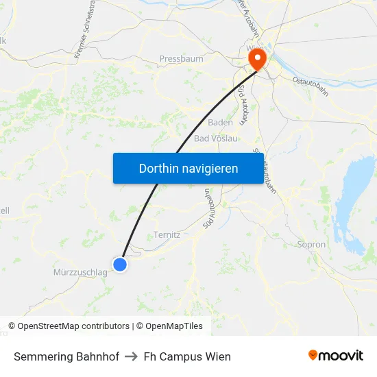 Semmering Bahnhof to Fh Campus Wien map