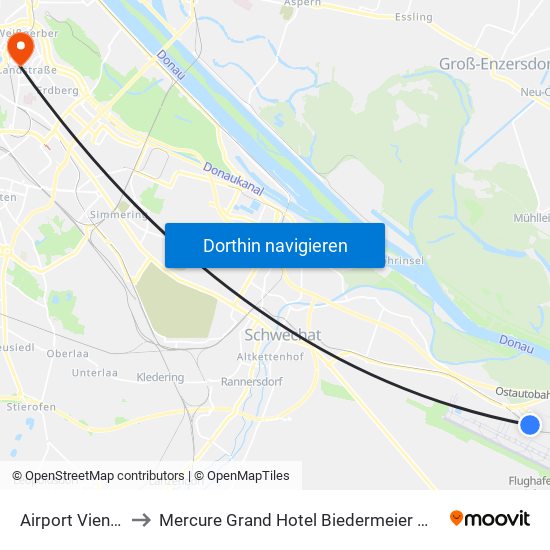 Airport Vienna to Mercure Grand Hotel Biedermeier Wien map