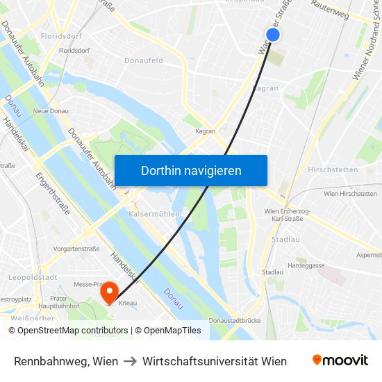 Rennbahnweg, Wien to Wirtschaftsuniversität Wien map