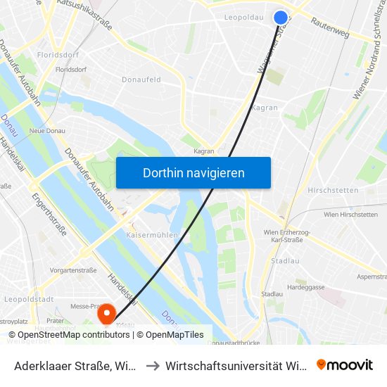 Aderklaaer Straße, Wien to Wirtschaftsuniversität Wien map