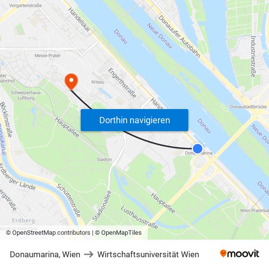Donaumarina, Wien to Wirtschaftsuniversität Wien map