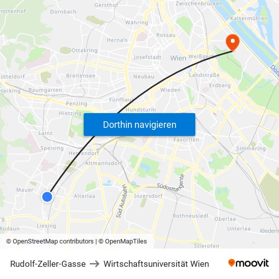 Rudolf-Zeller-Gasse to Wirtschaftsuniversität Wien map