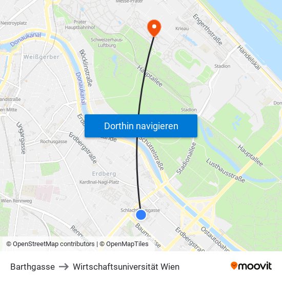 Barthgasse to Wirtschaftsuniversität Wien map