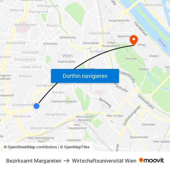 Bezirksamt Margareten to Wirtschaftsuniversität Wien map