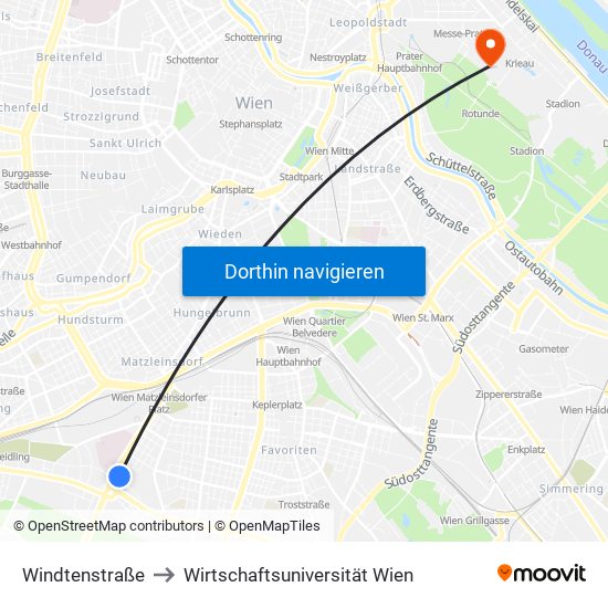 Windtenstraße to Wirtschaftsuniversität Wien map
