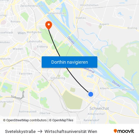 Svetelskystraße to Wirtschaftsuniversität Wien map