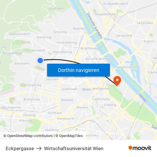 Eckpergasse to Wirtschaftsuniversität Wien map