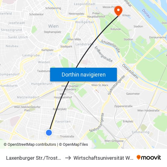 Laxenburger Str./Troststr. to Wirtschaftsuniversität Wien map