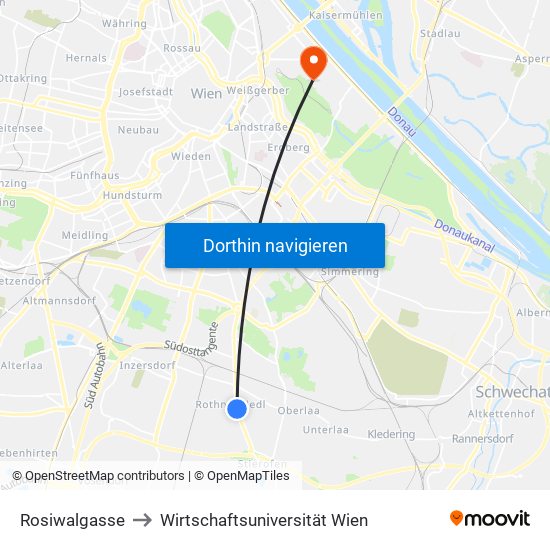 Rosiwalgasse to Wirtschaftsuniversität Wien map