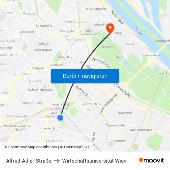 Alfred-Adler-Straße to Wirtschaftsuniversität Wien map