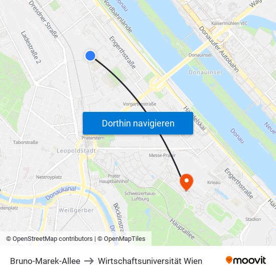 Bruno-Marek-Allee to Wirtschaftsuniversität Wien map