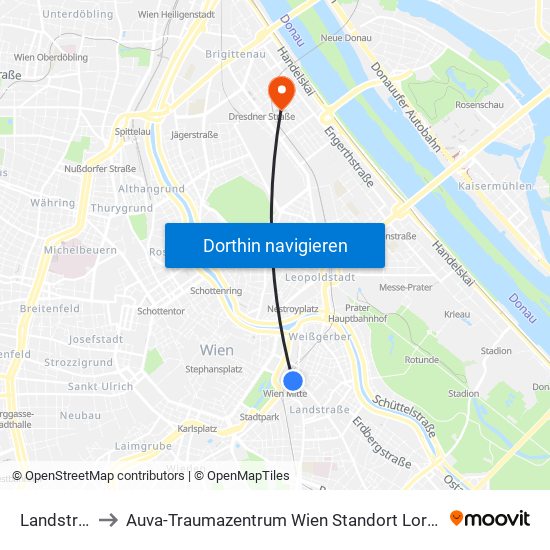 Landstraße to Auva-Traumazentrum Wien Standort Lorenz Böhler map