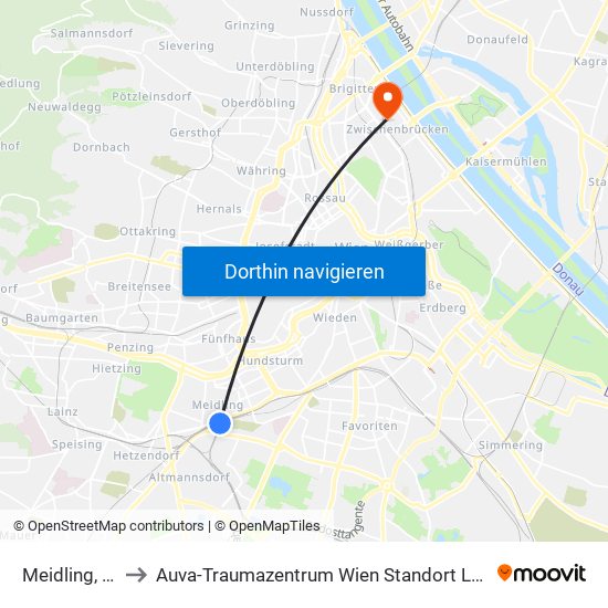 Meidling, Wien to Auva-Traumazentrum Wien Standort Lorenz Böhler map