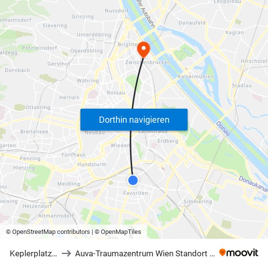 Keplerplatz, Wien to Auva-Traumazentrum Wien Standort Lorenz Böhler map