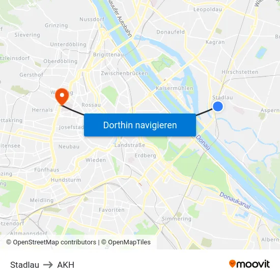 Stadlau to AKH map