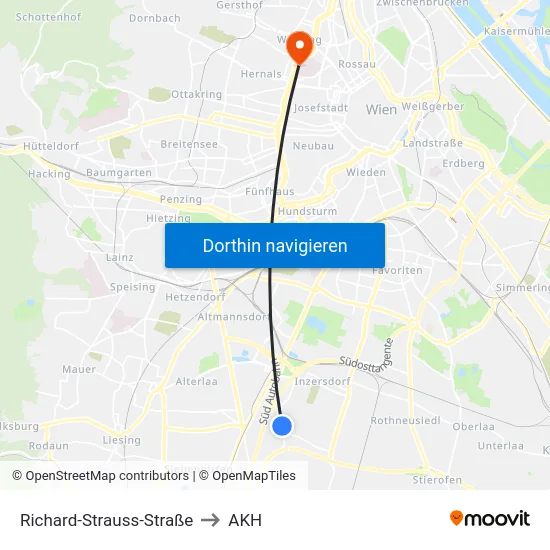 Richard-Strauss-Straße to AKH map