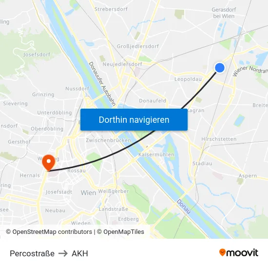 Percostraße to AKH map