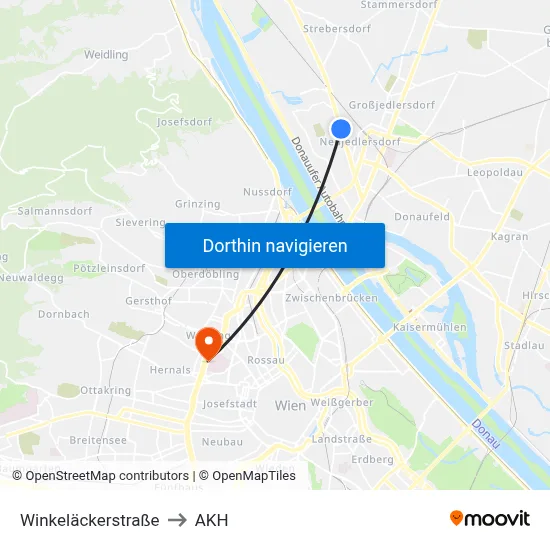 Winkeläckerstraße to AKH map
