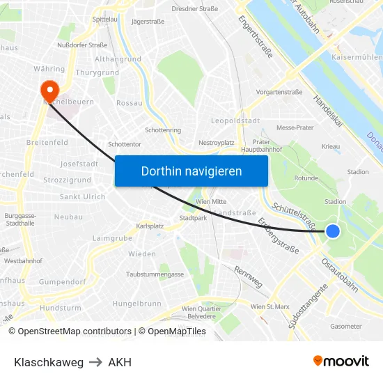 Klaschkaweg to AKH map