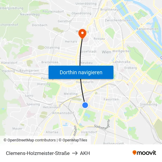 Clemens-Holzmeister-Straße to AKH map