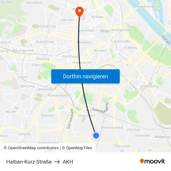Halban-Kurz-Straße to AKH map