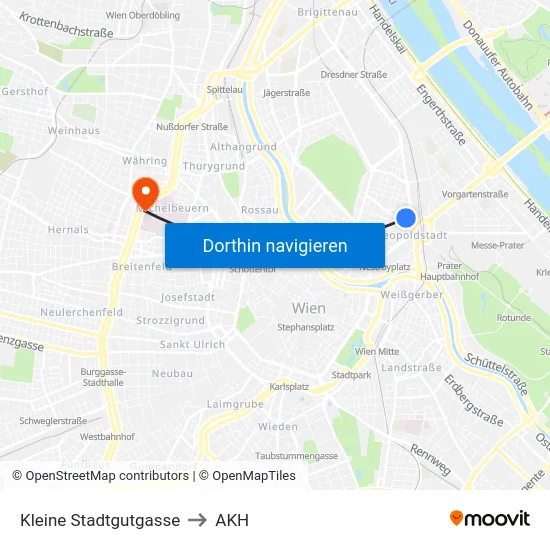 Kleine Stadtgutgasse to AKH map