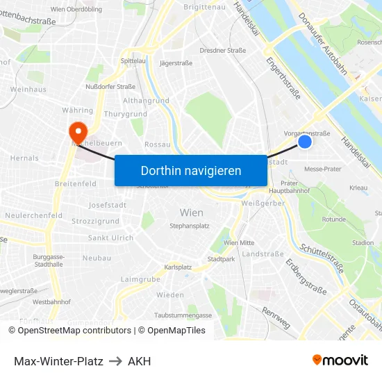 Max-Winter-Platz to AKH map