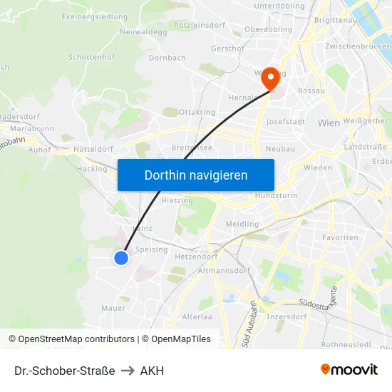 Dr.-Schober-Straße to AKH map