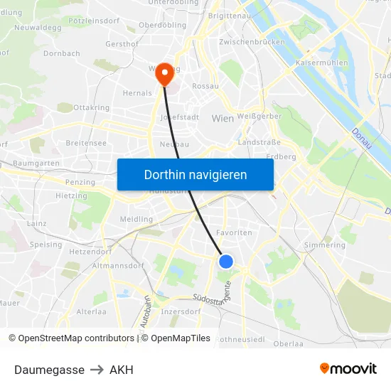 Daumegasse to AKH map