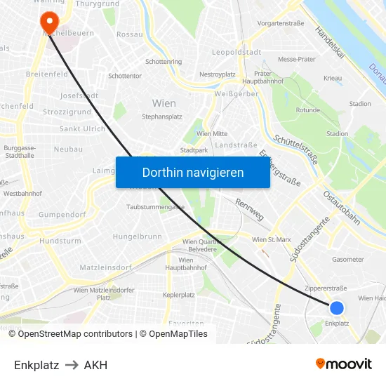 Enkplatz to AKH map