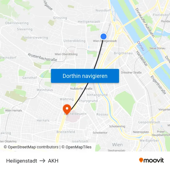 Heiligenstadt to AKH map