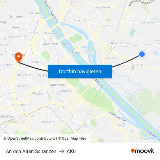 An den Alten Schanzen to AKH map