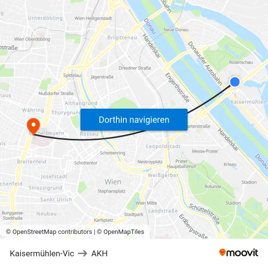 Kaisermühlen-Vic to AKH map