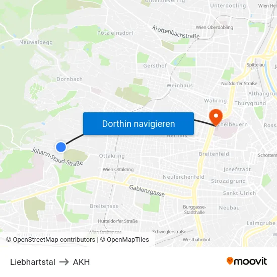 Liebhartstal to AKH map
