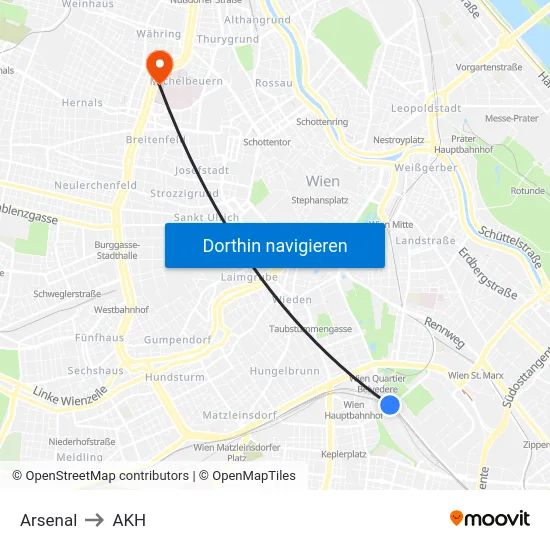 Arsenal to AKH map