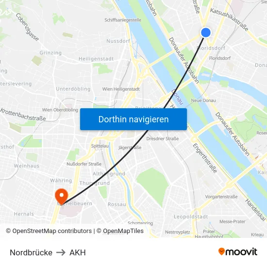 Nordbrücke to AKH map