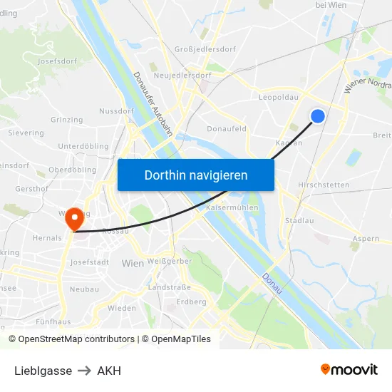 Lieblgasse to AKH map