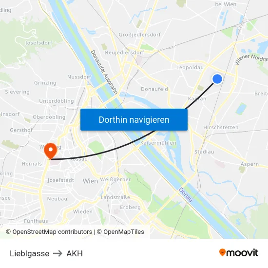 Lieblgasse to AKH map