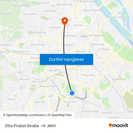 Otto-Probst-Straße to AKH map