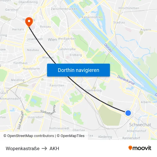 Wopenkastraße to AKH map