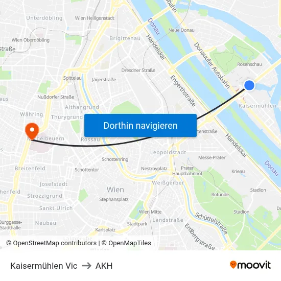 Kaisermühlen Vic to AKH map