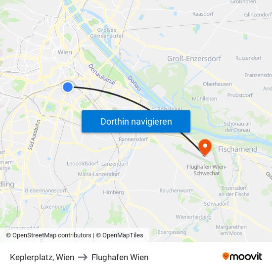 Keplerplatz, Wien to Flughafen Wien map