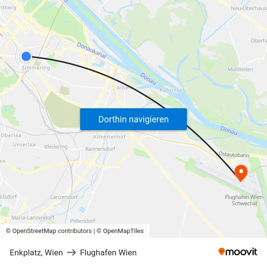 Enkplatz, Wien to Flughafen Wien map