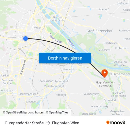 Gumpendorfer Straße to Flughafen Wien map