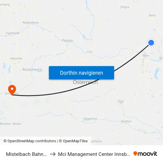 Mistelbach Bahnhof to Mci Management Center Innsbruck map