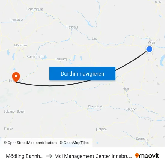 Mödling Bahnhof to Mci Management Center Innsbruck map
