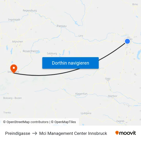 Preindlgasse to Mci Management Center Innsbruck map